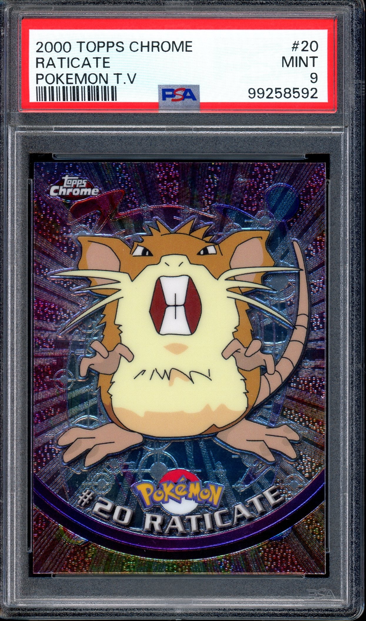 2000 Pokémon Topps Chrome TV Raticate #20 PSA 9 MINT