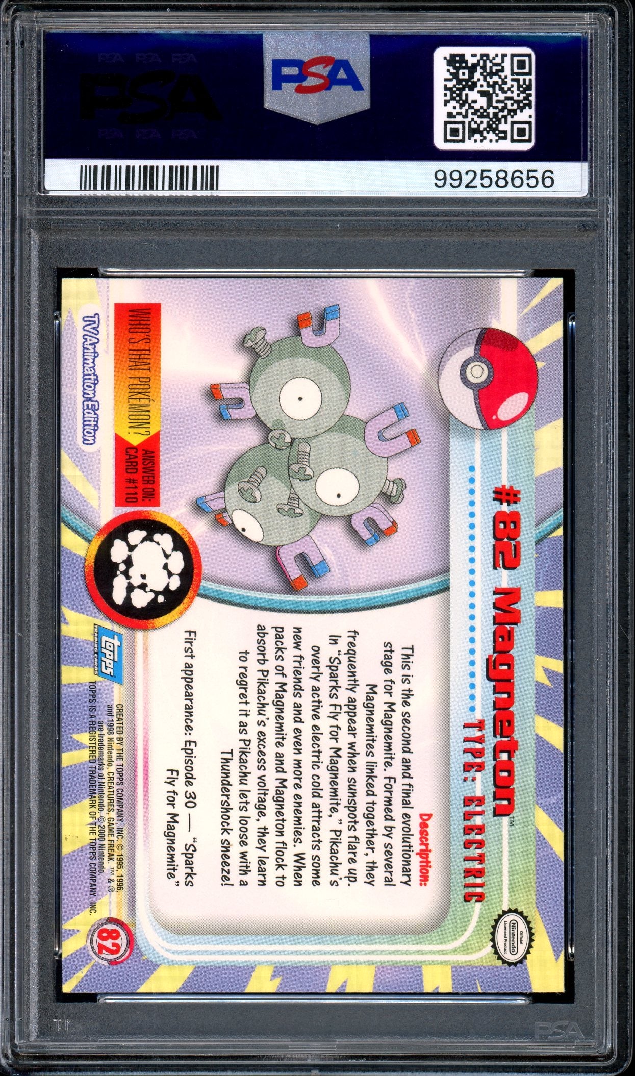 2000 Pokémon Topps TV Animation Series 2 Magneton-Foil #82 PSA 9 MINT