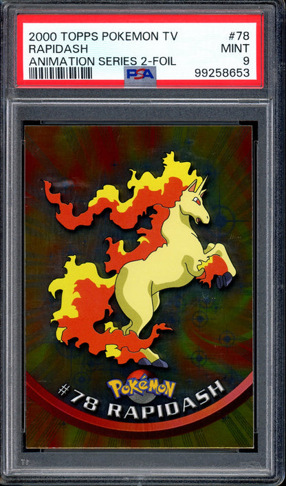 2000 Pokémon Topps TV Animation Series 2 Rapidash-Foil #78 PSA 9 MINT