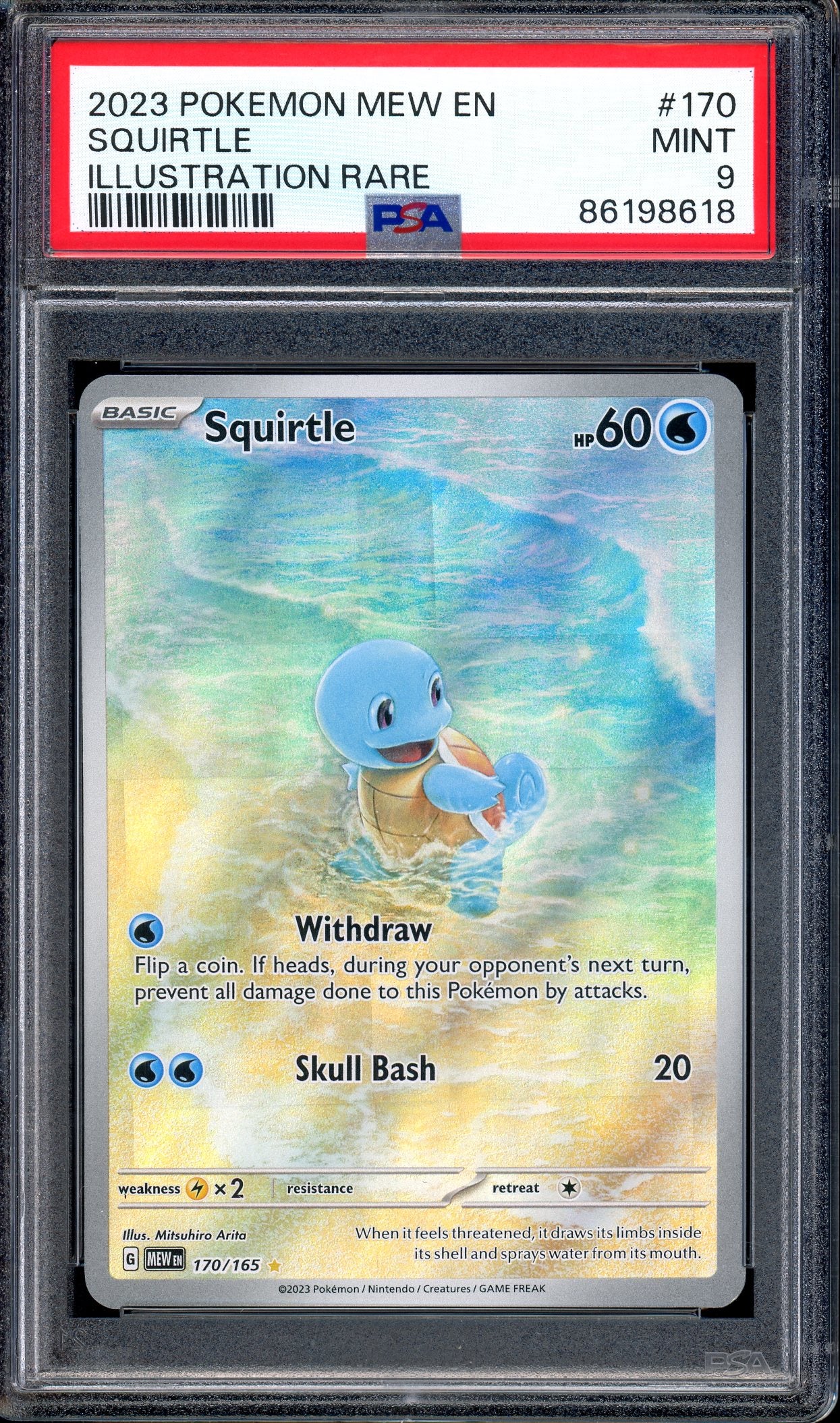 2023 Pokémon Scarlet & Violet 151 Illustration Rare Squirtle #170 PSA 9 MINT