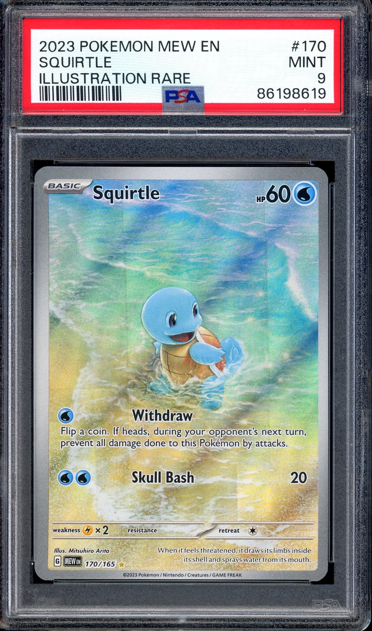 2023 Pokémon Scarlet & Violet 151 Illustration Rare Squirtle #170 PSA 9 MINT