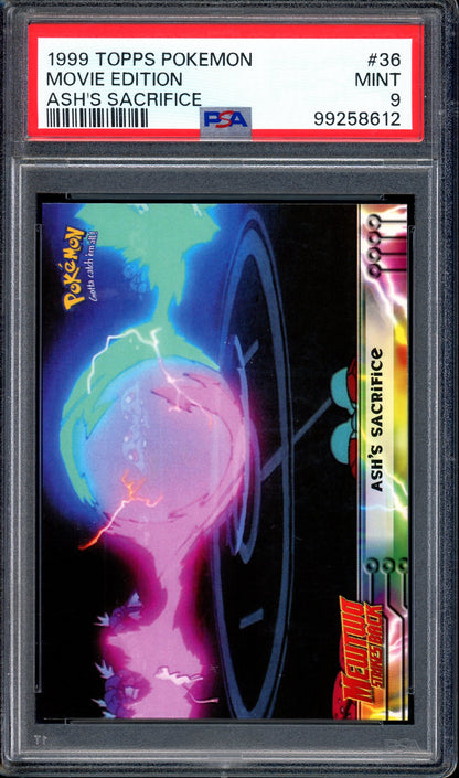 1999 Pokémon Topps Pokemon Movie Edition Ash's Sacrifice #36 PSA 9 MINT