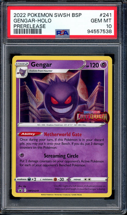 2022 Pokémon SWSH Black Star Promo Prerelease Gengar-Holo #241 PSA 10 GEM MINT