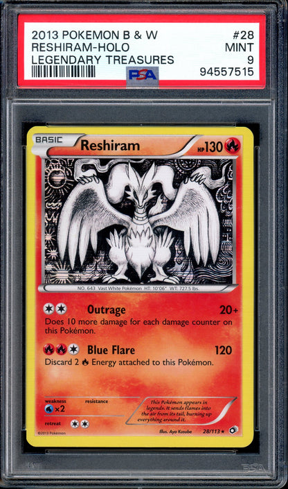 2013 Pokémon Black & White Legendary Treasures Reshiram-Holo #28 PSA 9 MINT