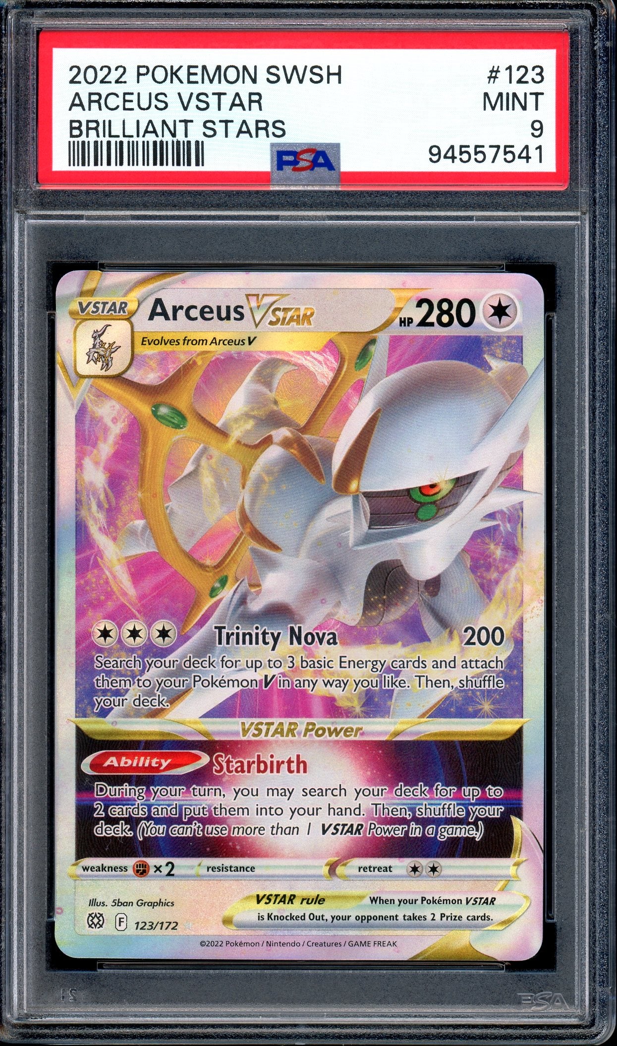 2022 Pokémon SWSH Brilliant Stars Arceus VSTAR #123 PSA 9 MINT