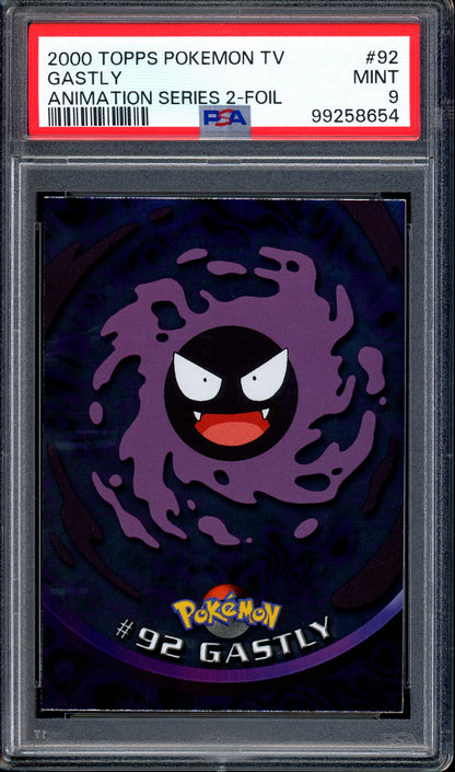 2000 Pokémon Topps TV Animation Series 2 Gastly-Foil #92 PSA 9 MINT