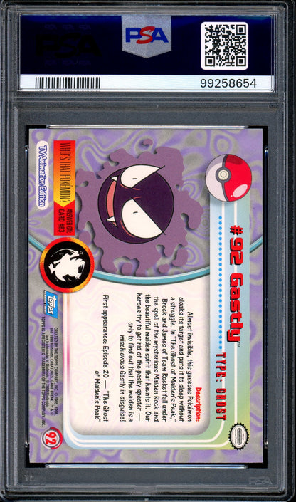 2000 Pokémon Topps TV Animation Series 2 Gastly-Foil #92 PSA 9 MINT