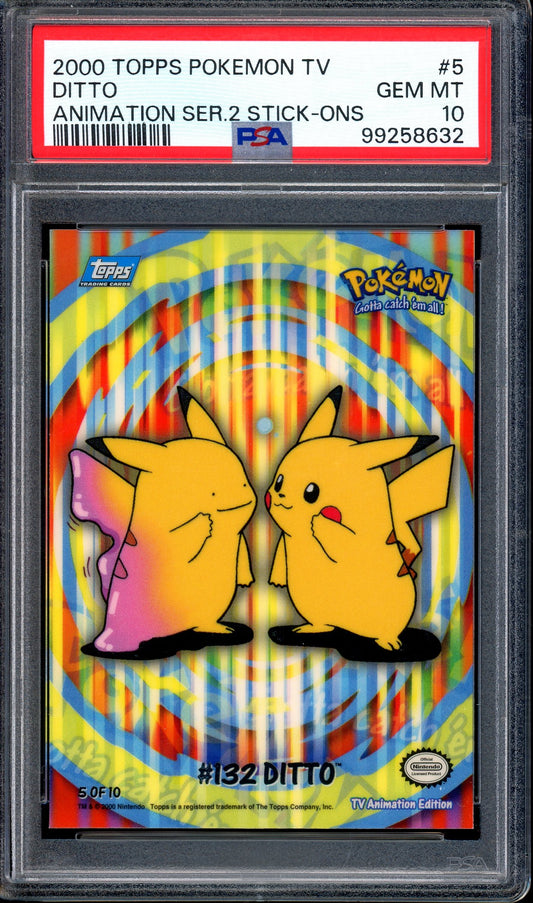 2000 Pokémon Topps TV Animation Series 2 Stick-Ons Ditto #5 PSA 10 GEM MINT