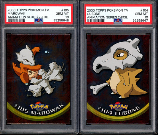 2000 Pokémon Topps TV Animation Series 2 Cubone & Marowak-Foil PSA 10 GEM MINT