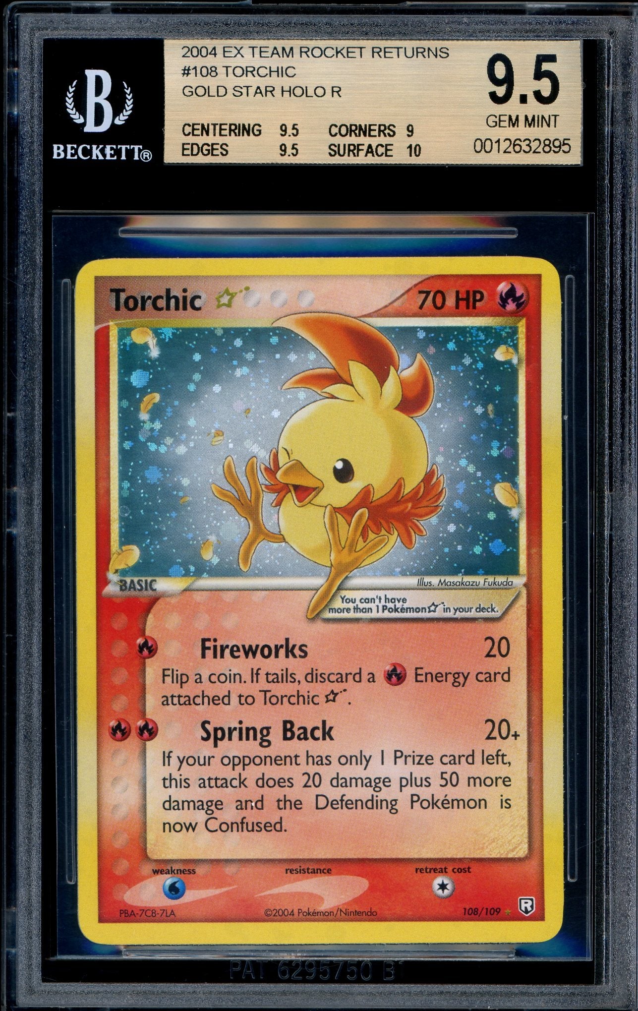 2004 Pokémon EX Team Rocket Returns Goldstar Torchic-Holo #108 BGS 9.5 GEM MINT