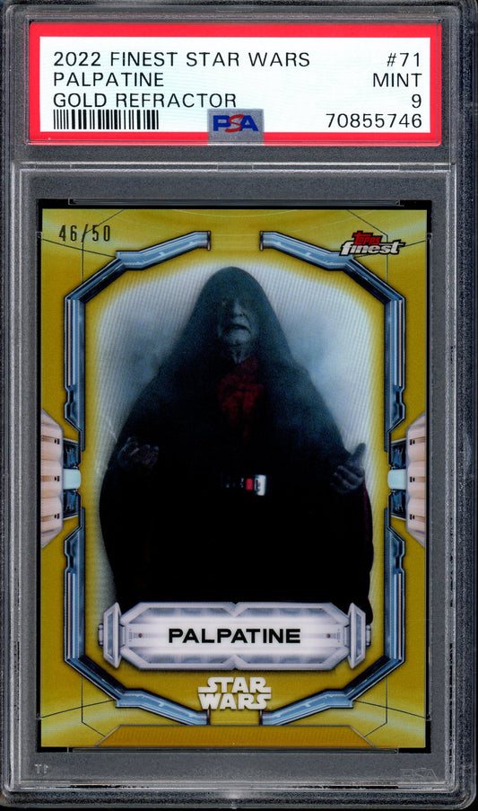 2022 Topps Finest Star Wars Gold Refractor Palatine /50 #71 PSA 9 MINT