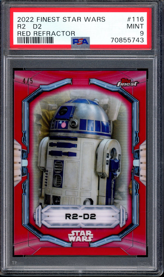 2022 Topps Finest Star Wars Red Refractor R2-D2 /5 #116 PSA 9 MINT
