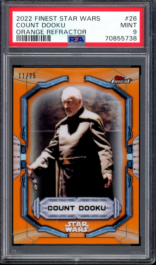 2022 Topps Finest Star Wars Orange Refractor Count Dooku /25 #26 PSA 9 MINT