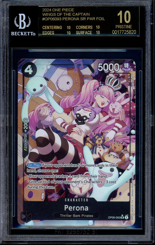 2024 One Piece OP06 Alternate Art Perona #93 BGS 10 PRISTINE BLACK LABEL