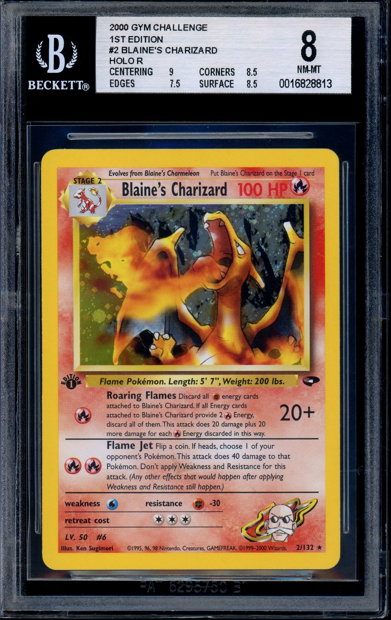 2000 Pokémon Gym Challenge 1st Edition Blaine's Charizard-Holo #2 BGS 8 NM-MT