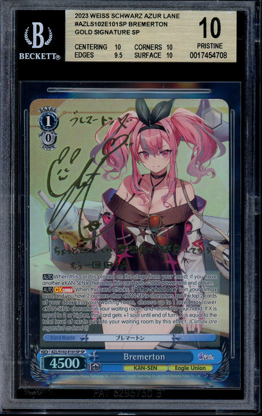 2023 Weiss Schwarz Azur Lane Bremerton Gold Signature SP BGS 10 PRISTINE