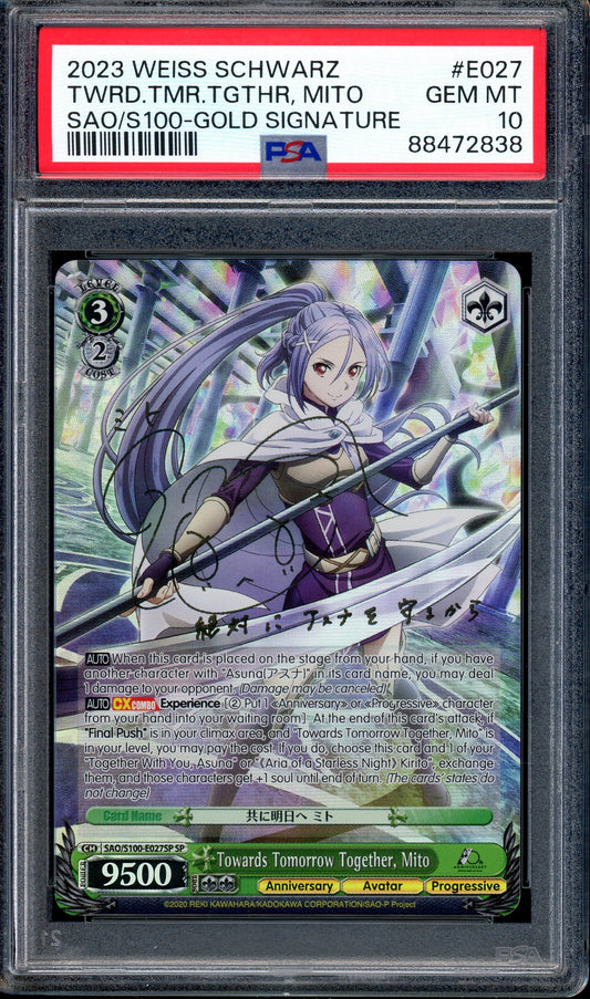 2023 Weiss Schwarz Anime SAO 10th Anniv Towards Tomorrow Together Mito SP PSA 10 GEM MINT