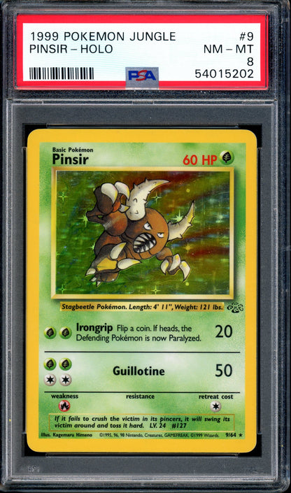 1999 Pokémon Jungle Pinsir-Holo #9 PSA 8 NM-MT