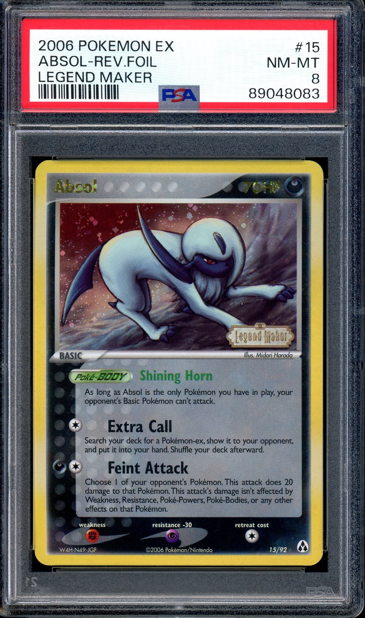 2006 Pokémon EX Legend Maker Absol-Reverse Foil #15 PSA 8 NM-MT