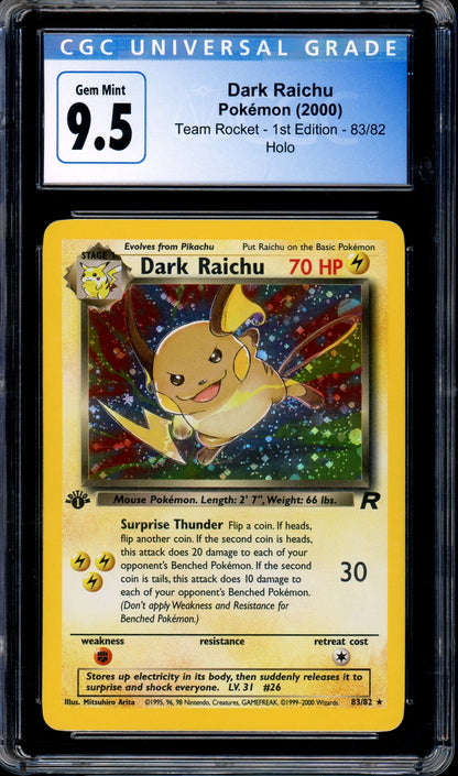 2000 Pokémon Rocket 1st Edition Dark Raichu-Holo #83 CGC 9.5 GEM MINT