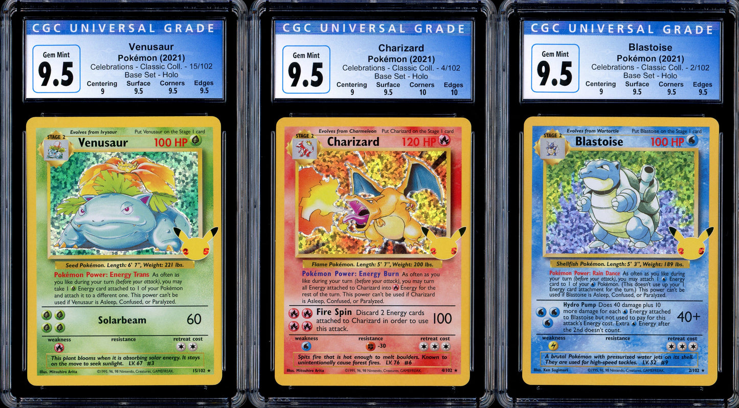 2021 Pokémon Celebrations Classic Collection Charizard Blastoise Venusaur CGC 9.5 GEM MINT