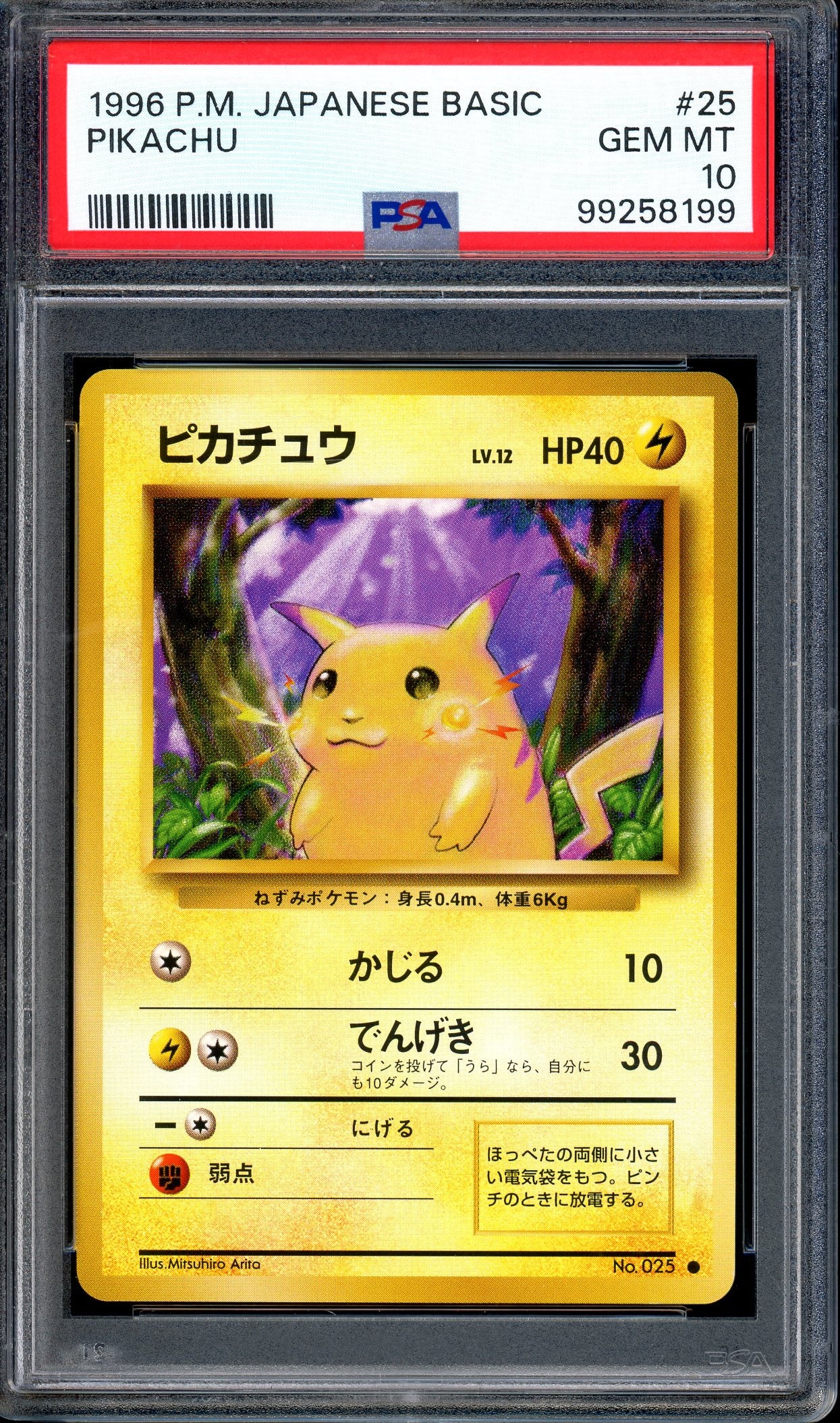 1996 Pokémon Japanese Basic Pikachu #25 PSA 10 GEM MINT